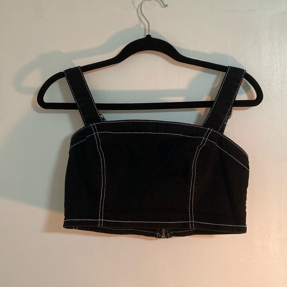 Black Denim Contrast Top (part of a set) 🖤🤍